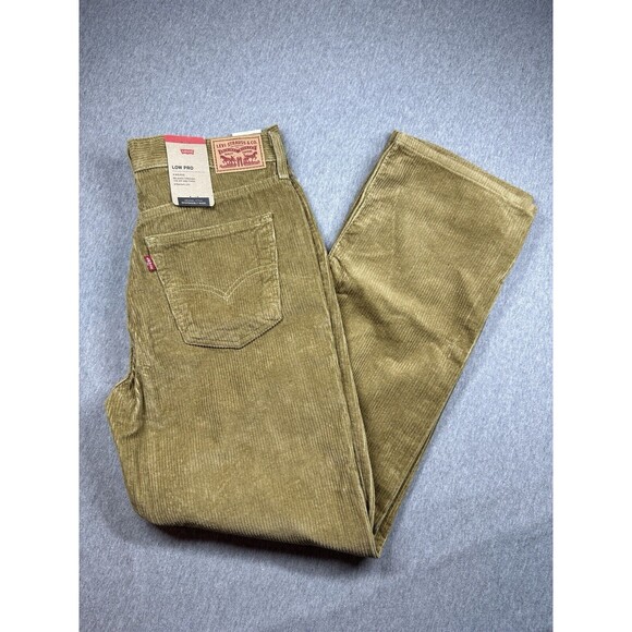 Levi's Low Pro Corduroy Pants  Women's Size 29x30 Gold Straight Leg Mid Rise NWT - Picture 1 of 8